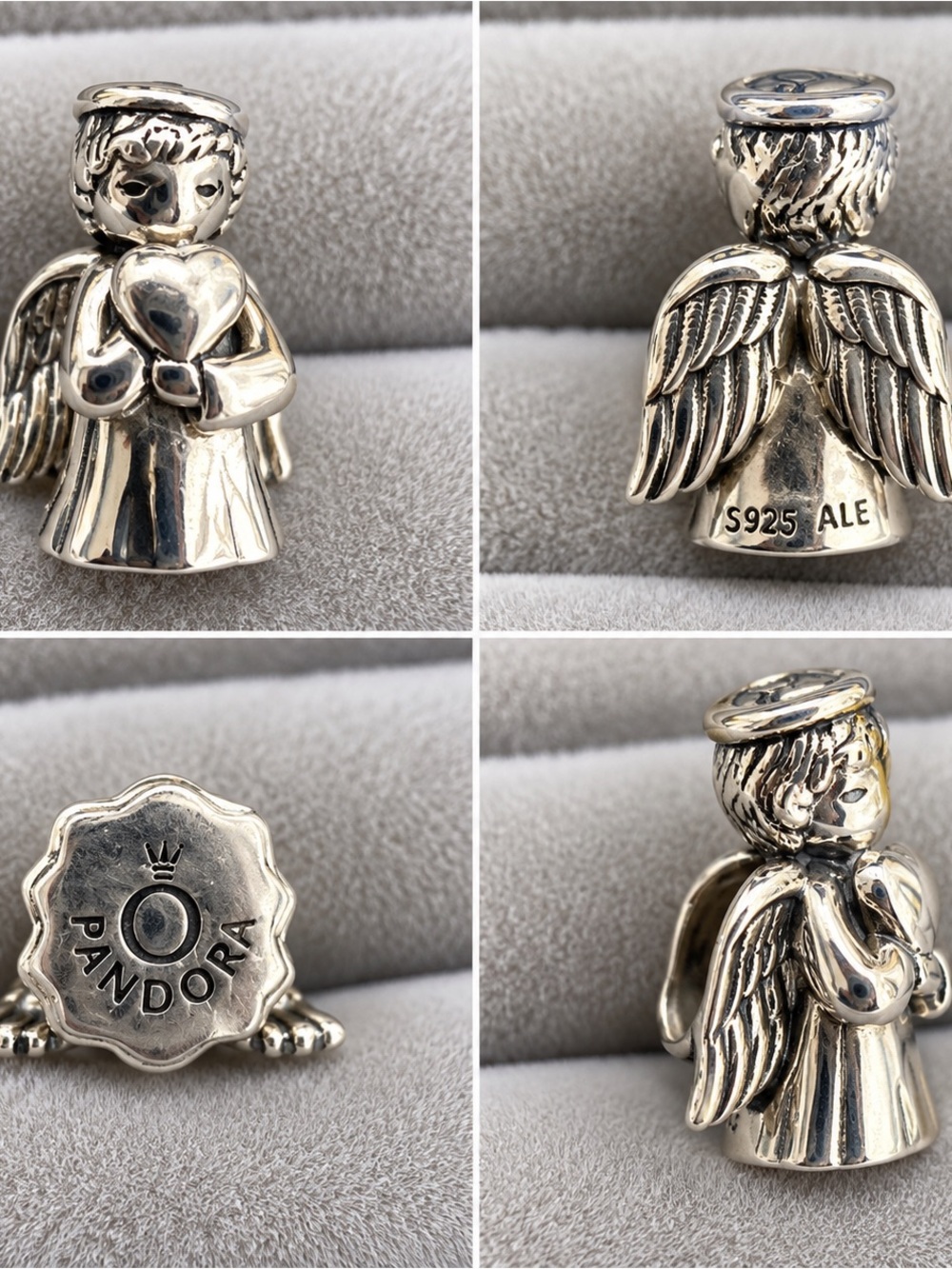 Pandora Sterling Silver Angel of Love Charm with Heart - Silver